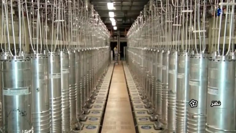 This April 17, 2021 frame grab from the Islamic Republic Iran Broadcasting, IRIB, state-run TV, shows various of centrifuge machines in the hall that was damaged by Sunday, April 11, sabotage at Natanz Uranium Enrichment Facility, some 200 miles (322 km) south of the capital Tehran, Iran. Iran named a suspect Saturday in the attack on its Natanz nuclear facility that damaged centrifuges there, saying he had fled the country ...hours before... the sabotage happened. (IRIB via AP, File)